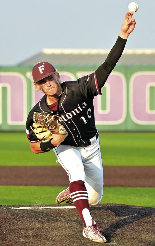 Flatonia’s Titan Targac hurled an amazing game in Saturday’s 2-0 victory over Johnson City in Austin, allowing just one hit and striking out 10. “We are extremely proud of our team and the way our players persevered in what was a great high school pitching duel,” Flatonia head coach Shawn Bruns said after the game. “Baseball is such a great sport and the playoffs are such an exciting time of the year.” Photo by Stephanie Steinhauser