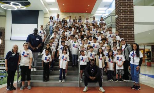 The entire second grade class at La Grange Elementary competed in the Jump-a-Thon contest last Friday, March 7. They are pictured here with teachers, coaches and volunteers from Fayette County Helpers, the non-profit group that sponsors the event every year. Photos by Andy Behlen