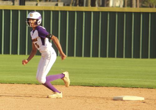 La Grange’s Iylah King leads off second base during a game earlier this season. King had two hits in Tuesday’s game.
