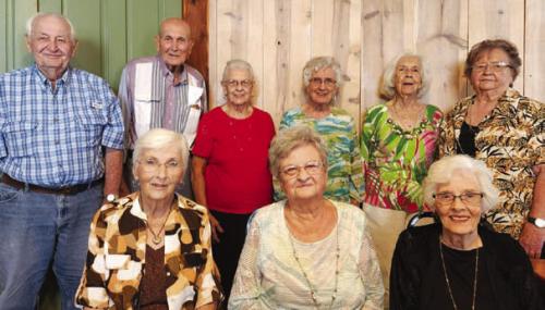 Pictured is the Round Top-Carmine High School Class of 1950: (back, from left) Cordell Levien, Floyd Braun, Doris Jean (Ullrich) Wehring, Ruby (Dornhoefer) Meier, Grace (Wagner) Crawford, Loretta (Hartfield) Leonhardt, (seated) Jenell (Braun) Jaster, Floradell (Spies) Boecker, and Willie Mae (Schoenberg) Lueckemeyer.