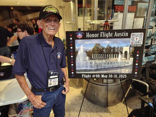 Charlie Brown of Rabbs Prairie was among several dozen Central Texas veterans who participated in Honor Flight #98 out of Austin on May 30-31. They visited the monuments and Arlington National Ceremony.