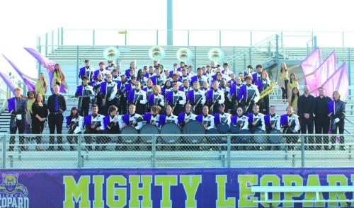The La Grange High School Band gathered for this group photo prior to the start of the season. The Leps recently placed third in Division II at the US Bands competition in Buda.