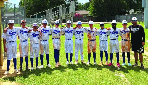 Photo (L-R) Aiden Peacock, Landon Peacock, Roan Willrich, Kandon Kaspar, Charlie Shank, Kullen Kutac, Hunter Gross, Cooper Peacock, Aiden Guzman, Skip Holmes, Dalton Janacek, (coach) Jared Curnel.