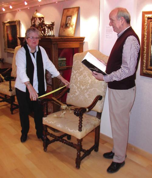 Lamar Lentz, Library and Museum Collections Curator and Pat Johnson, Associate Curator of Collections register the Toscanini Chairs into the Institute’s collection. Mr. Lentz will lead the Docent Program.