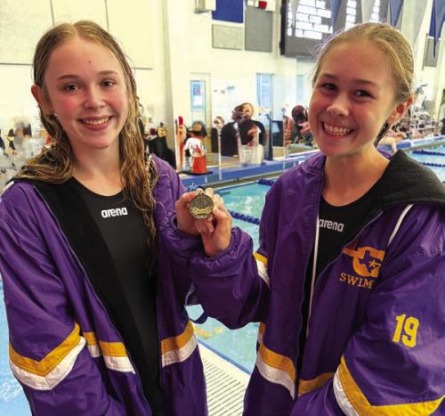 Swimmers of the Meet honors went to sophomore Lillian Carey, right, and freshman Lyria Hartley, left.