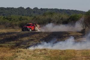 La Grange Volunteer Fire Department put out a five acre grass fire at property off Bridge Valley Rd. Tuesday afternoon, Oct. 20. Photo by Andy Behlen