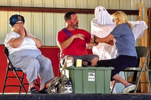 Some of the actors in the upcoming Community Theatre performance, from left to right, are Katy Beauford, Shane Huffstutler, Amy Christen, and Beth Wiseman. Photo by Kristen Denham