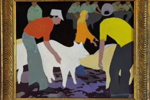 “At the Fair,” oil painting by Clovis Heimsath