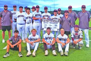 The members of the Fayetteville baseball team celebrate on the field in Somerset Thursday after winning the Region IV-1A title.