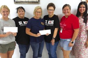 St. Rose Catholic School Teacher Grant from left: Madalynn Schneider; Doris Bujnoch; Shelly Langhamer; Pamela Vrazel; Lindsay Schiffli; Melanie Ramirez, SFF Program Director.