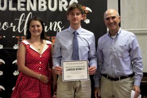 Pictured from left is: Liberty Killion, 2021 Clark Scholar; Jamison Bennett; John C. Landa, Jr., Landa Family Education Foundation, President.