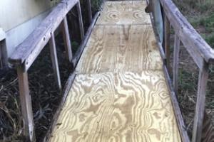 On Sept. 22, Fayette County Texas Ramp Project volunteers repaired an existing 23ft. wheelchair ramp and porch on Rocky Acres Rd. north of La Grange.