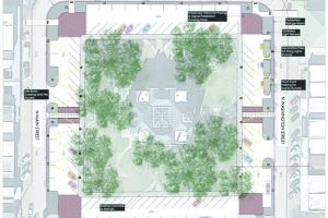 The design firm Westwood prepared this preliminary layout for the downtown La Grange revitalization project. The public can view the complete plan and provide input in-person at Casino Hall.