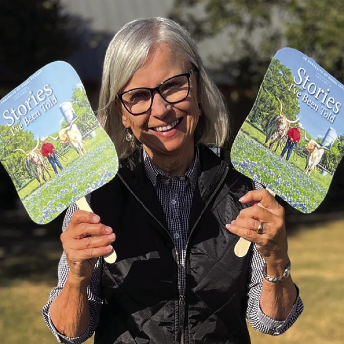 Elaine Thomas’s book release party for her “Stories I’ve Been Told Vol. 4.” will be held at the newspaper office (127 S Washington St. in La Grange) in conjunction with our 103rd anniversary party Friday. She and several of the local stars of the book will be here to visit. These commemorative fans Elaine is holding above, showing the book cover photo, will also be free to guests.
