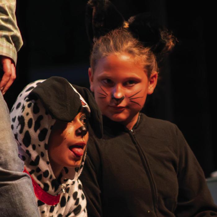 Zaira Torres played a dog, left, and Kyle Rose Ulrich, right, played a cat in the show.