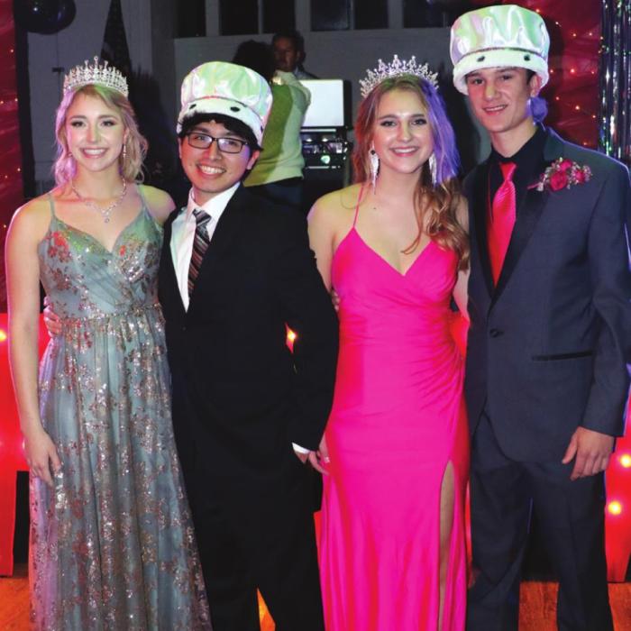 At the Schulenburg High School Prom, from left to right, Queen was Kloe Kutac, King was Rosendo Gonzalez, Princess was Jenna Matura and Prince was Grant Kubala. Photo by Audrey Kristynik