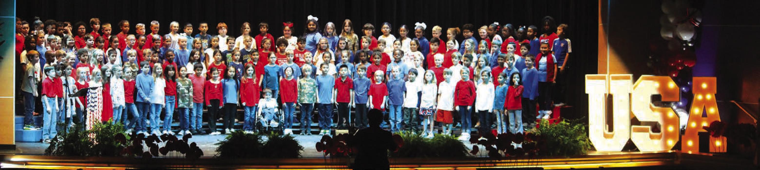 A photo from the La Grange elementary school Veterans Day Program Friday, where each class sang several patriotic songs. Photo by Jeff Wick