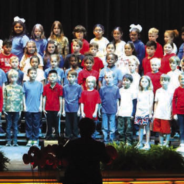 A photo from the La Grange elementary school Veterans Day Program Friday, where each class sang several patriotic songs. Photo by Jeff Wick
