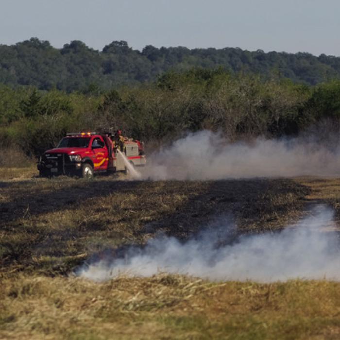 La Grange Volunteer Fire Department put out a five acre grass fire at property off Bridge Valley Rd. Tuesday afternoon, Oct. 20. Photo by Andy Behlen