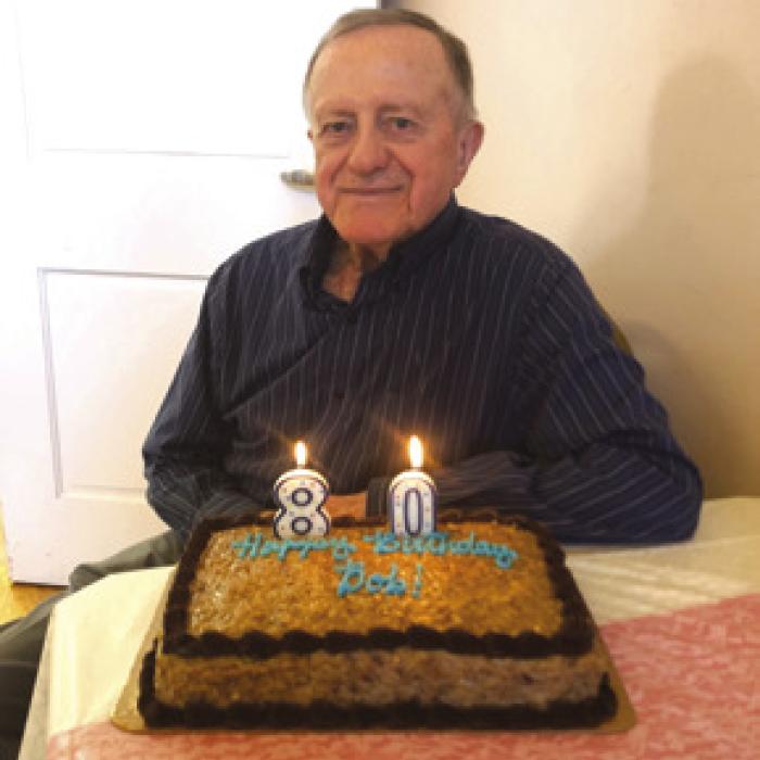 Bob Heinsohn celebrating his 80th birthday at the Czech Heritage Society soup social.