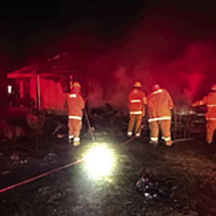 Fire fighters at the scene of Tuesday’s blaze.