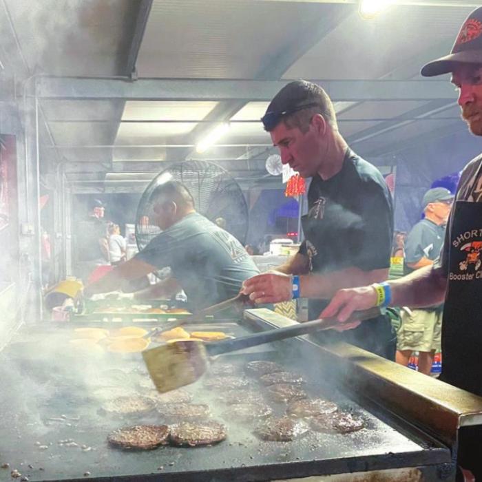 The Schulenburg High Athletic Booster Club hamburger stand kept people fed throughout the weekend.