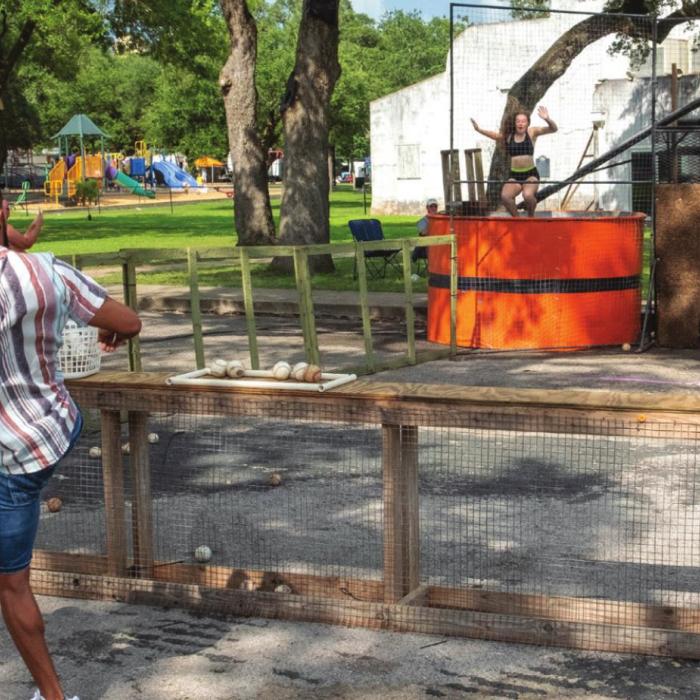 Schulenburg High School Cheerleaders brought back the dunking booth to the Festival this year.