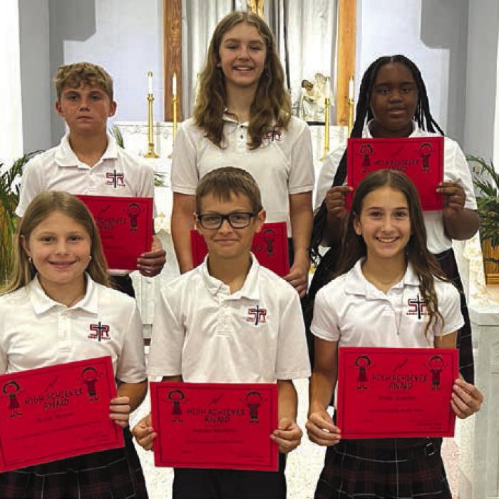 5th Grade Accelerated Readers: (front, from left) Brylee Stoever, Andrew Besetzny, Brielle Goedrich; (back) Jack Schiffli, Catherine Hooper, Jade Williams.