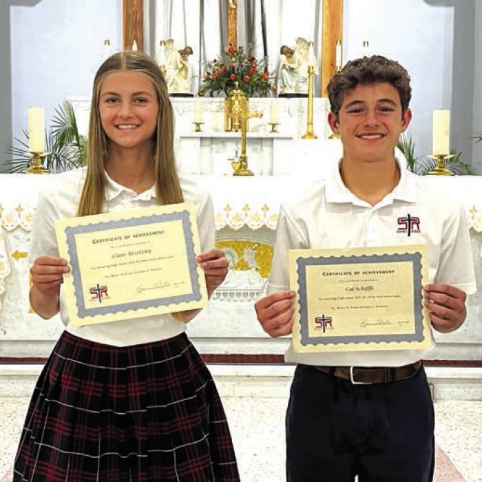 7th grade students who attained High Honor Roll each nine weeks of the school year: Clare Besetzny and Cal Schiffli.