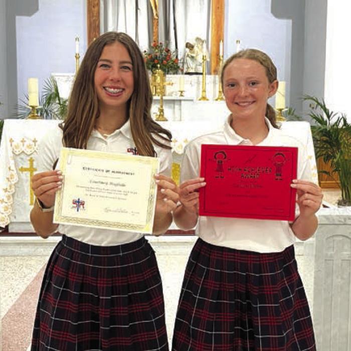 8th Grade Accelerated Readers: Courtney Magliolo and Caroline Bartek. Courtney Magliolo is also the overall top reader for this school year and has attained this achievement all years of Junior High.
