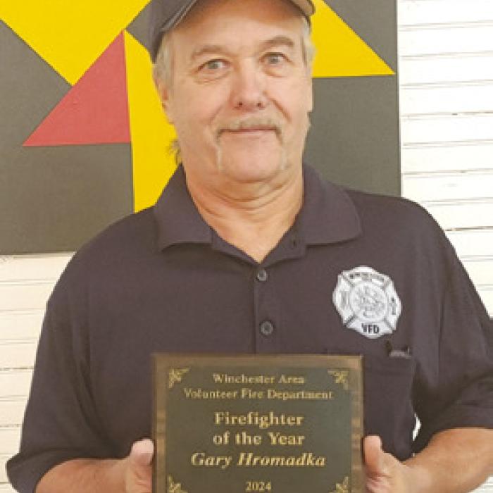Gary Hromadka selected as Winchester Area Volunteer Firefighter of the Year.