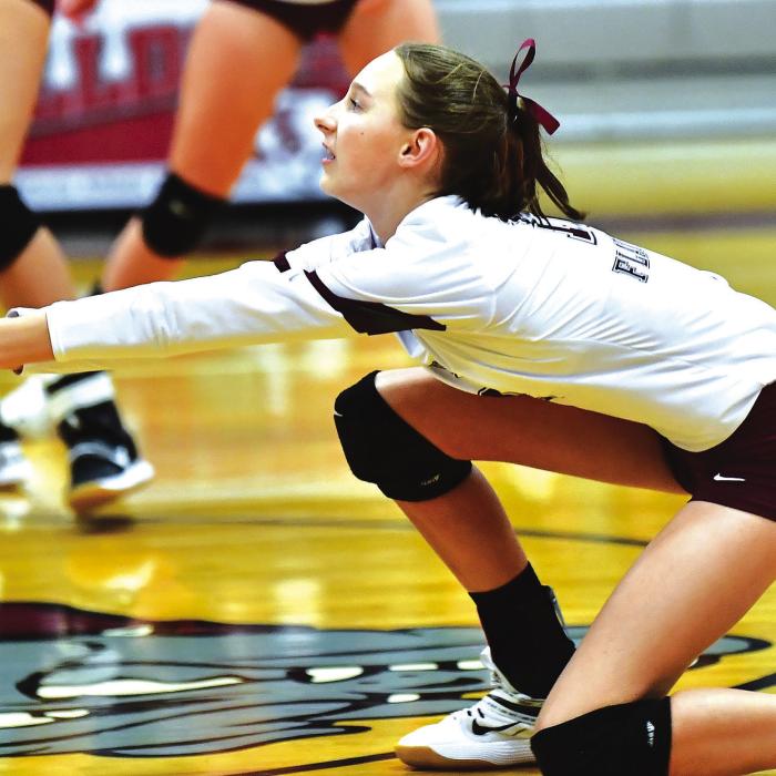 Summer Sodek digs up for The Flatonia Lady Bulldogs in Tuesday’s game against Brazos. Photo by Stephanie Steinhauser