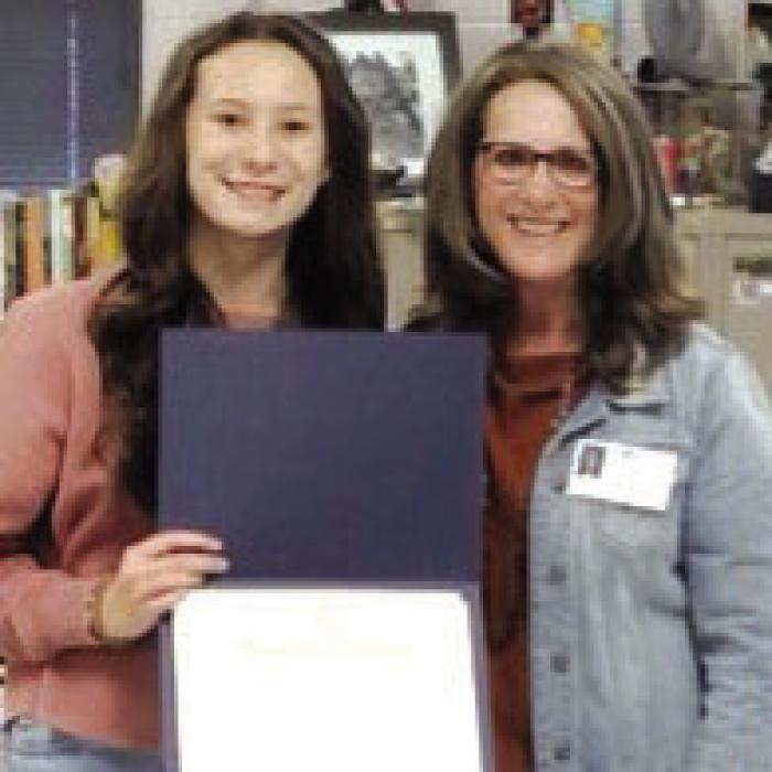 Pictured is Eleanor Carey of La Grange HS along with Claudia Valastro.