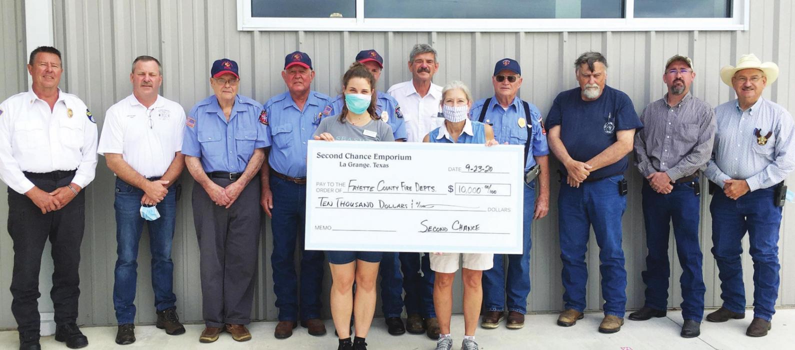 Second Chance Donates $10,000 To Local Fire Departments