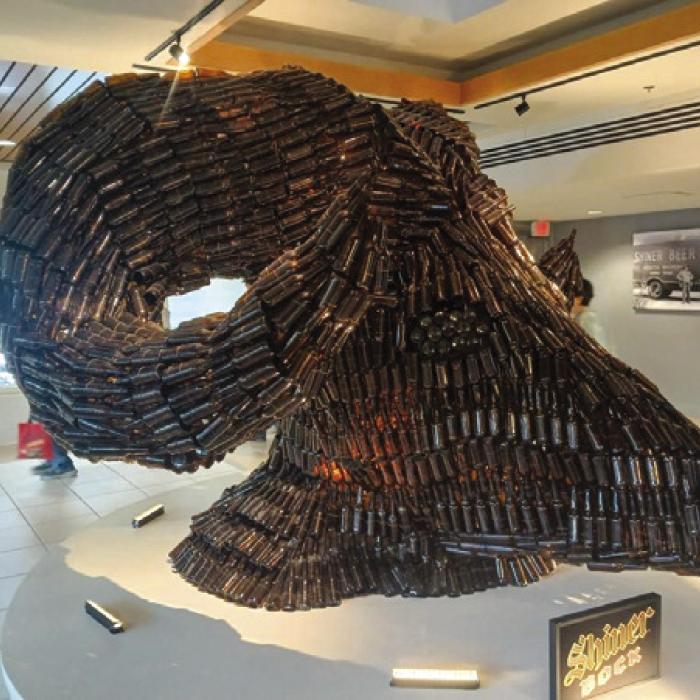 Shiner Bock bottle sculpture.