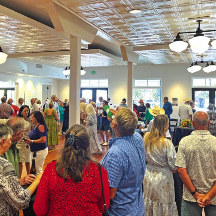 Visitors were treated to the bright interiors featuring the reused floors and columns below the pressed tin ceilings.