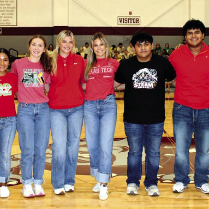 The Flatonia High School Homecoming Court was recently announced. Pictured from left to right: Michelle Swift, Keilani Mendez, Emma Kosler, McKenzie Kessler, Kara Croyle, Jesus Vargas, Kevin Ramirez, and Yandel Manzano. Not pictured is Dylan Hughes. Homecoming festivities will take place Friday, September 25 when the Bulldogs take on Bloomington. FISD photo