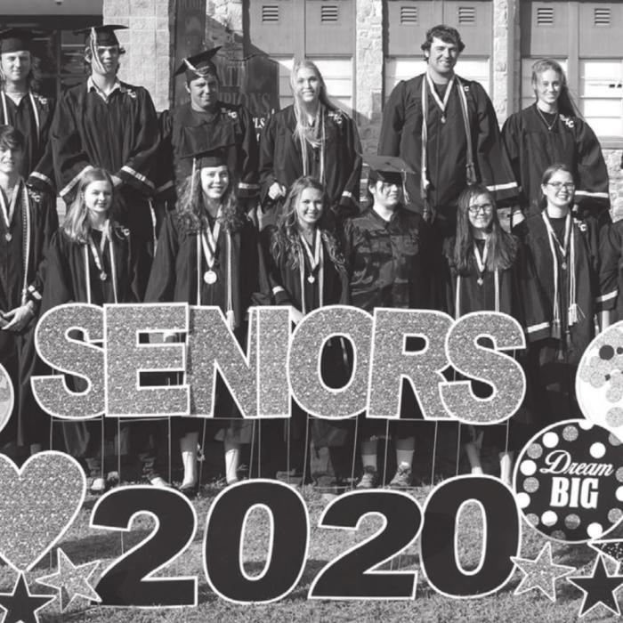 The members of the Round Top-Carmine senior class gathered before a parade in their honor last month in Carmine. They graduate Friday at Festival Hill. Photo by Jeff Wick