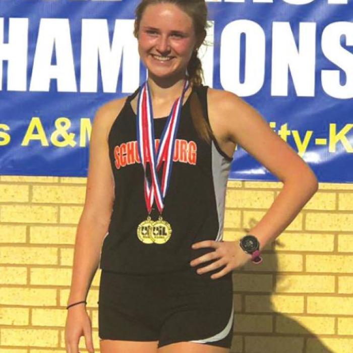 Schulenburg’s Taylor Limbaugh, regional champ in the 1600 and 3200 meters.