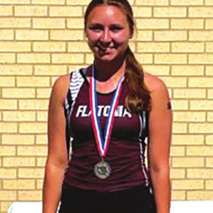 Flatonia’s Ali Janecka, regional runner-up in the discus.