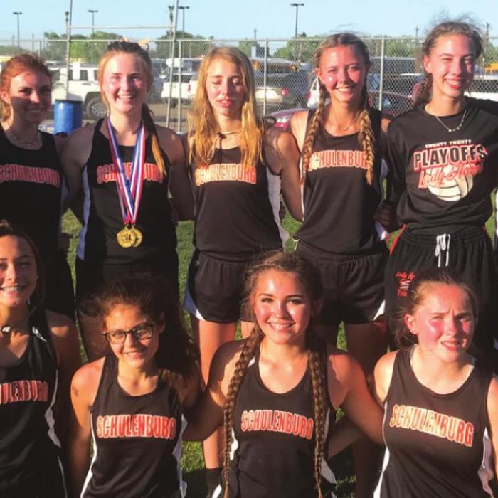The Schulenburg girls track team at regionals.