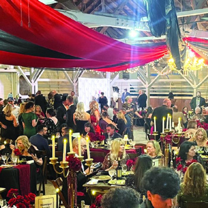 The Fair Pavilion all dressed up for the Texas Women’s League “Midnight Masquerade.”