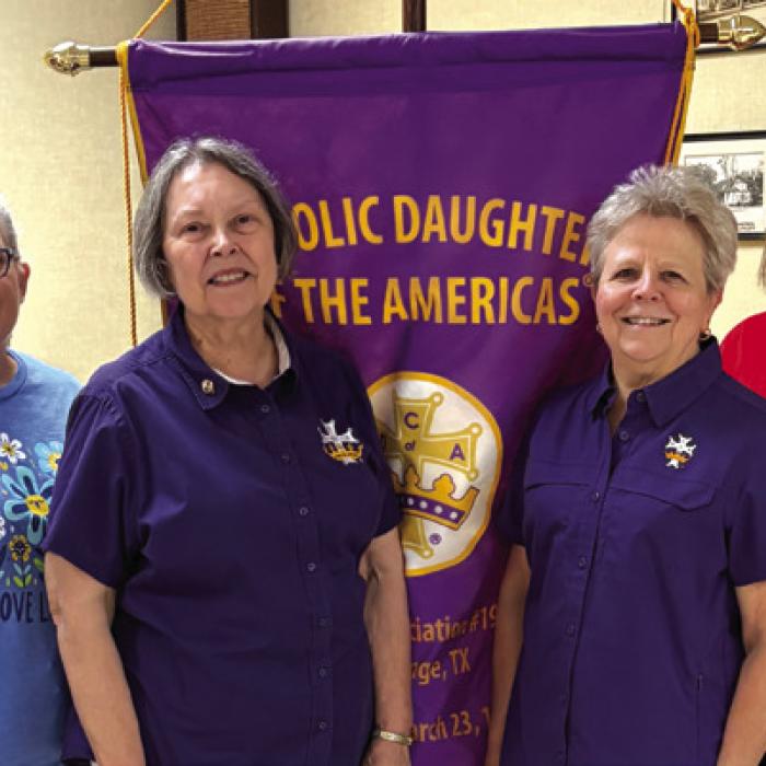 Members of Court Annunciation No. 1962, Catholic Daughters of the Americas, who received perfect attendance for the 2025-2026 year were, standing left to right, Aimee Krause, Carolyn Weishuhn, Marilyn Kothmann, Cynthia Novak, Elizabeth Kallus and Stacy Ryza. They each received a CDA Texas State Court Memorial Scholarship Fund spiritual enrollment.