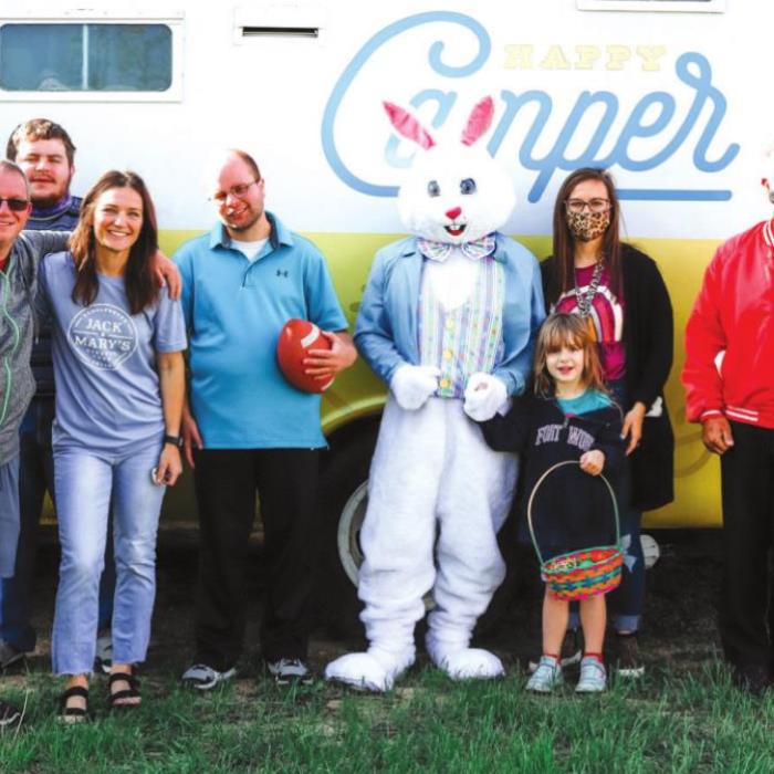 Pictured from left to right: Will Kuhn, Logan Carroll, Erin Wotipka, Ty Janak, Fayetteville student, Brianna Dusek and Gary.