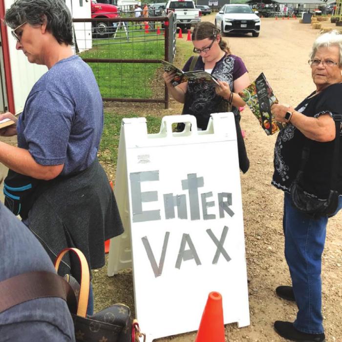 Images from the Warrenton Fire House, where a vaccine event was going on in the midst of the nation’s largest antiques festival.