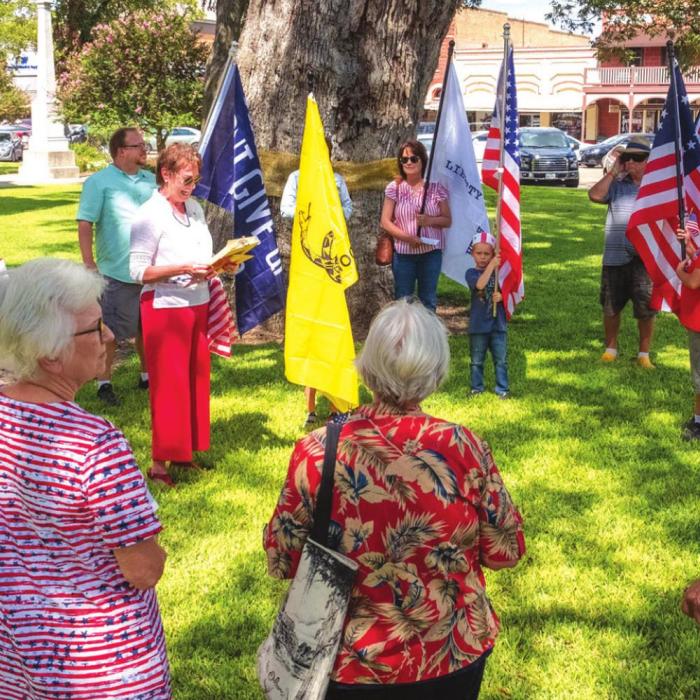 Attendees at Friday’s Constitution Day event on the courthouse lawn in La Grange. Photo by Andy Behlen