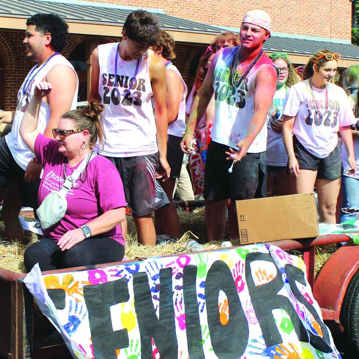 45 Years of Lickskillet Fayetteville celebrated its biggest annual festival over the weekend with the 45th annual Lickskillet Days. The events culminated with Sunday morning’s parade, followed by a big meal and auction on the town square. Above, the Lickskillet Royal Court float and right, the Fayetteville High School senior float. Last year the seniors just needed a four-wheeler, but this year a whole trailer was required.