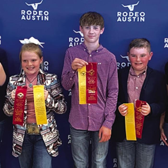 5th Place Team: Paige Carruthers, Kaisley Janecka, Kullen Kutac, Abraham McBride, and Coach Kaci Carrales