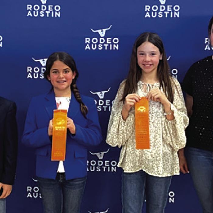 8th Place Team: Crockett Guenther, Adalyn Carrales, Alexis Berckenhoff, and Coach Kaci Carrles. Not pictured: Dylan Zweschper.
