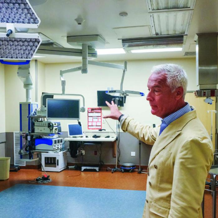 CEO Quentin Whitwell of Progressive Health Group gave the Record a tour of the hospital this week. He’s shown here in the operating room. Photo by Andy Behlen